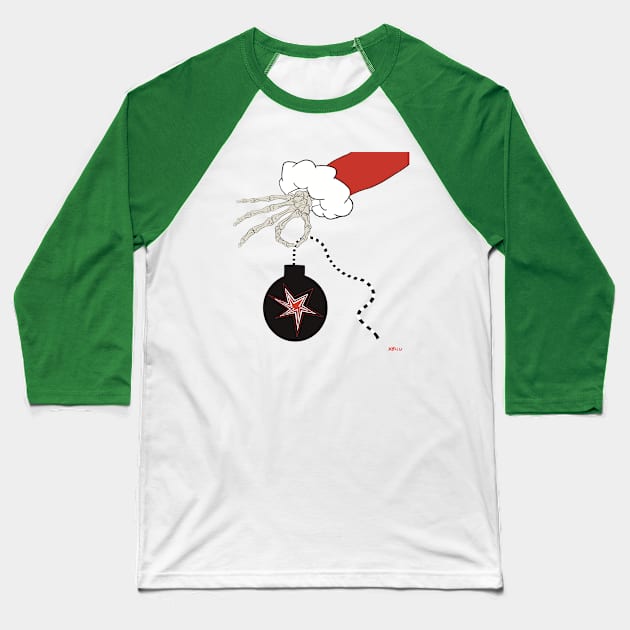 Skeleton Christmas Baseball T-Shirt by KBILU_Art